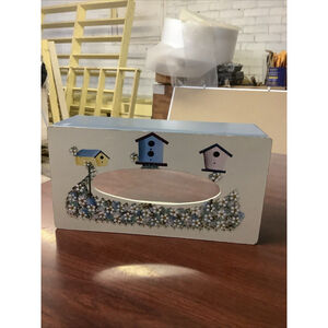 Kenyield Hand-Painted Country Birdhouses Wooden Tissue Box Holder